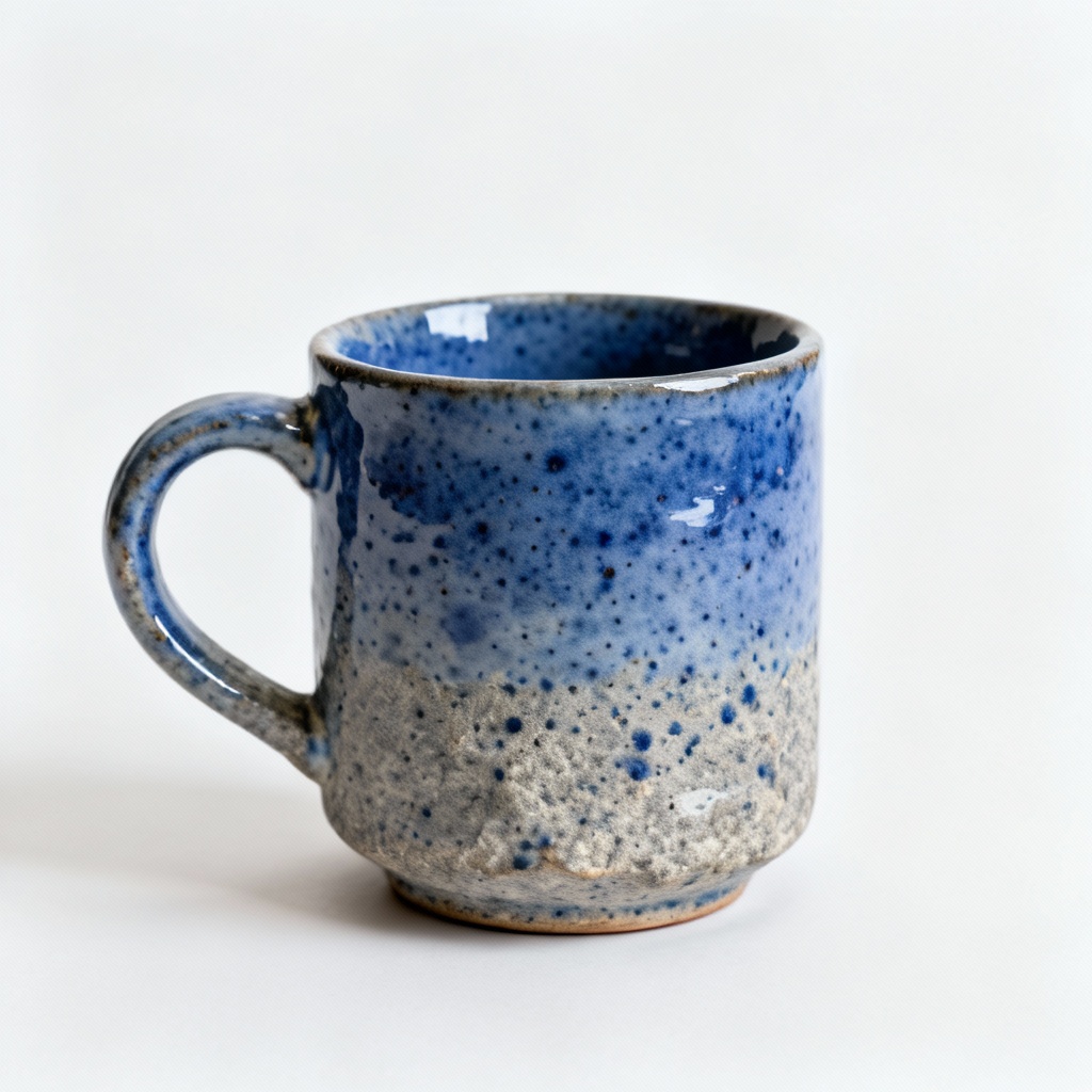 Handcrafted Ceramic Coffee Mug - Speckled Blue Glaze