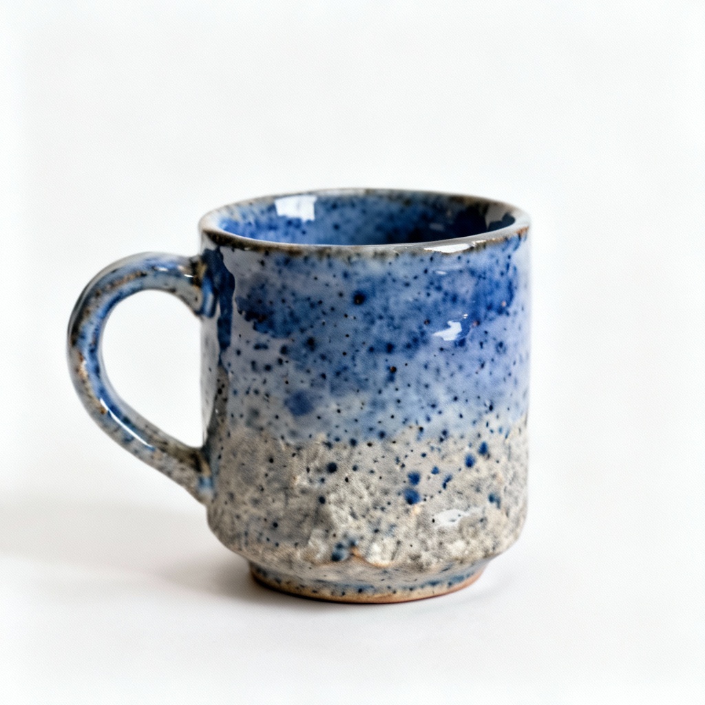 Handcrafted Ceramic Coffee Mug - Speckled Blue Glaze